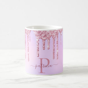 Mug Glamour Rose Paillettes Elegant Monogramme