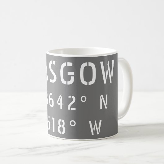 Mug Glasgow Écosse Latitude & Longitude (Devant droit)