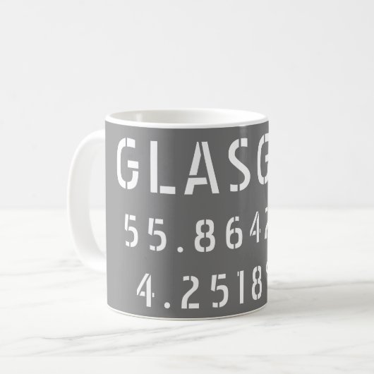 Mug Glasgow Écosse Latitude & Longitude (Devant gauche)