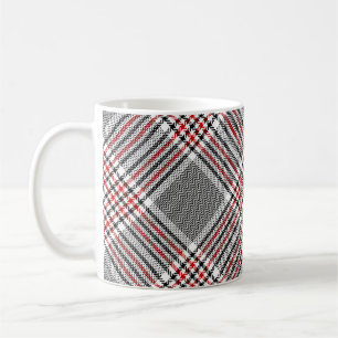 Mug Glen plaid motif. Noir, rouge, blanc goudron trans
