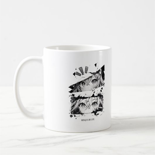 Mug Glitch Anime Eyes Black & White Aesthetic Manga  (Gauche)