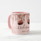 Mug Glitter de Gold Rose Dégoulinant Glam Beauté Nom P (Devant gauche)