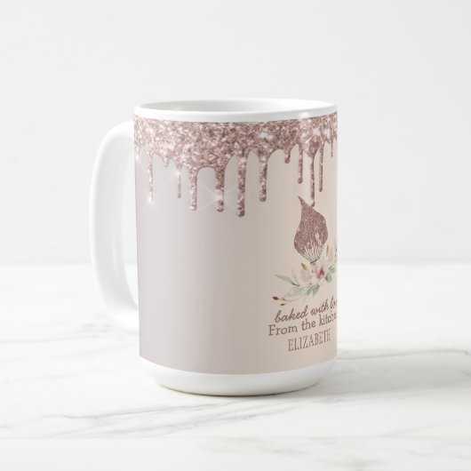 Mug Glitter Whisk Rose Gold Glitter Drips Bakery    (Devant gauche)