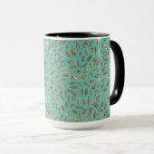 Mug Glitterie or Monogramme sur Turquoise (Devant droit)