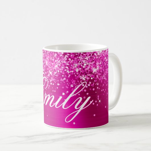 Mug Glitterie personnalisée à huile rose chaud (Devant droit)