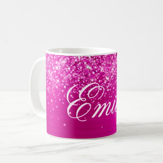 Mug Glitterie personnalisée à huile rose chaud (Devant gauche)