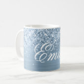 Mug Glitterie personnalisée Foil bleu clair (Devant gauche)