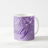 Mug Glitterie personnalisée Pile violet clair (Devant droit)