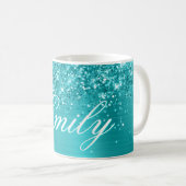 Mug Glitterie personnalisée Turquoise Blue Foil (Devant droit)