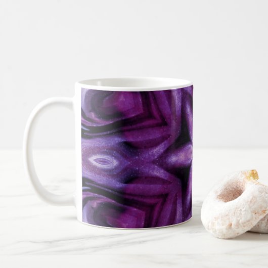 Mug Glitterie Purple Kaleidoscope Coeurs Gradient (Avec donut)