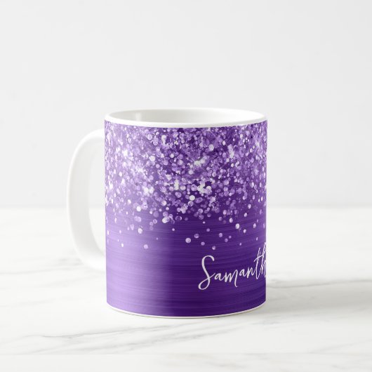 Mug Glittery Amethyst Purple Glam Nom (Devant gauche)