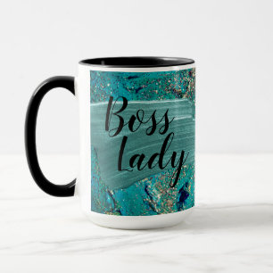 Mug Glittery Aqua Peinture Strots Boss Lady
