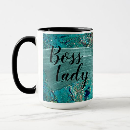Mug Glittery Aqua Peinture Strots Boss Lady (Gauche)