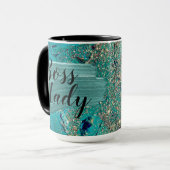Mug Glittery Aqua Peinture Strots Boss Lady (Devant gauche)