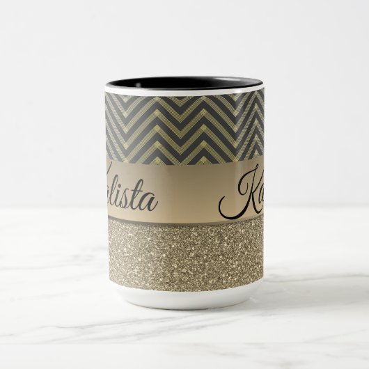 Mug Glittery Gold et Black Chevron (Centre)