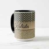 Mug Glittery Gold et Black Chevron (Devant gauche)
