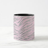 Mug Glittery Silver Zebra Imprimer sur rose Personnali (Centre)