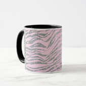 Mug Glittery Silver Zebra Imprimer sur rose Personnali (Devant gauche)