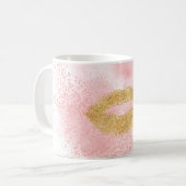 Mug Glitzy Gold Lièvres rose Confetti Kiss (Devant gauche)