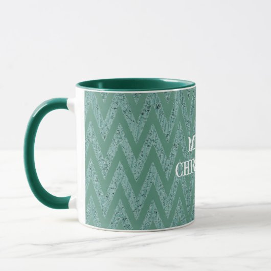 Mug Glitzy Green Chevron Stripes Noël (Gauche)