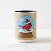 Mug Globe des neiges avec cardinal rouge mignon (Centre)