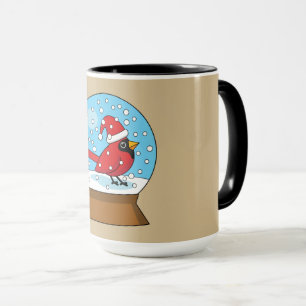 Mug Globe des neiges avec cardinal rouge mignon