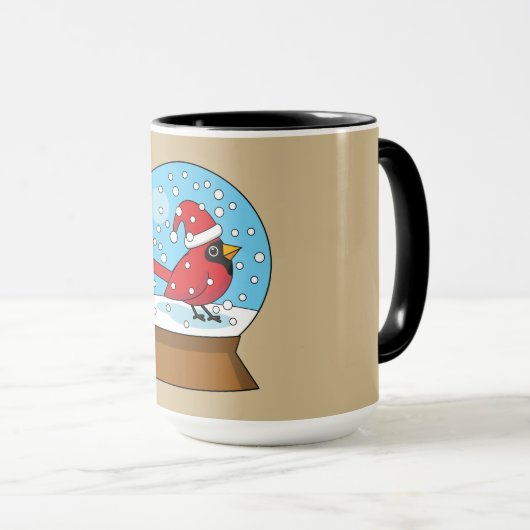Mug Globe des neiges avec cardinal rouge mignon (Devant droit)