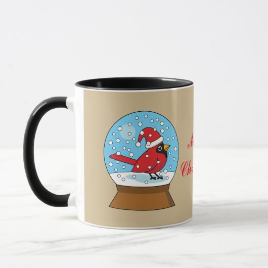 Mug Globe des neiges avec cardinal rouge mignon (Gauche)