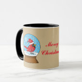 Mug Globe des neiges avec cardinal rouge mignon (Devant gauche)
