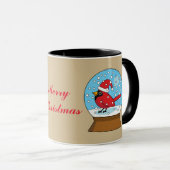 Mug Globe des neiges avec cardinal rouge mignon (Devant droit)