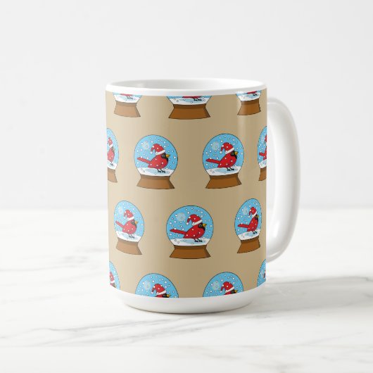 Mug Globe des neiges avec cardinal rouge mignon (Devant droit)
