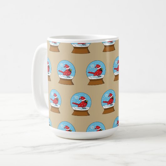 Mug Globe des neiges avec cardinal rouge mignon (Devant gauche)