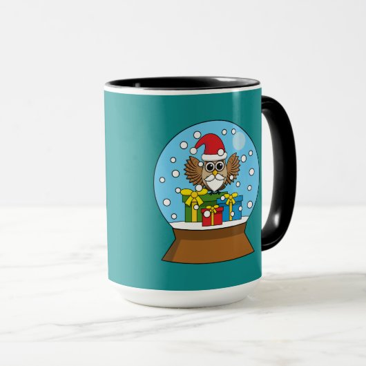 Mug Globe des neiges avec Chouette du Père Noël (Devant droit)