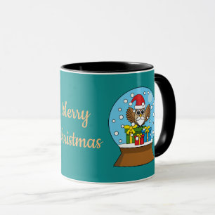Mug Globe des neiges avec Chouette du Père Noël