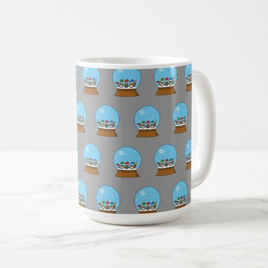 Mug Globe des neiges avec trois Chouettes Gnomes (Devant droit)