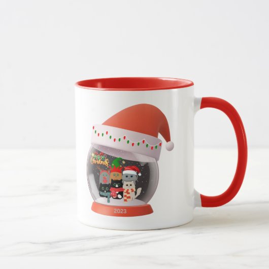 Mug Globe des neiges des fêtes des chats (Droite)