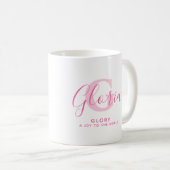 Mug Gloria name meaning and monogram pink text (Devant droit)