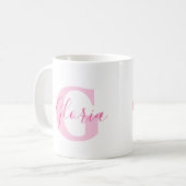 Mug Gloria name meaning and monogram pink text (Devant gauche)