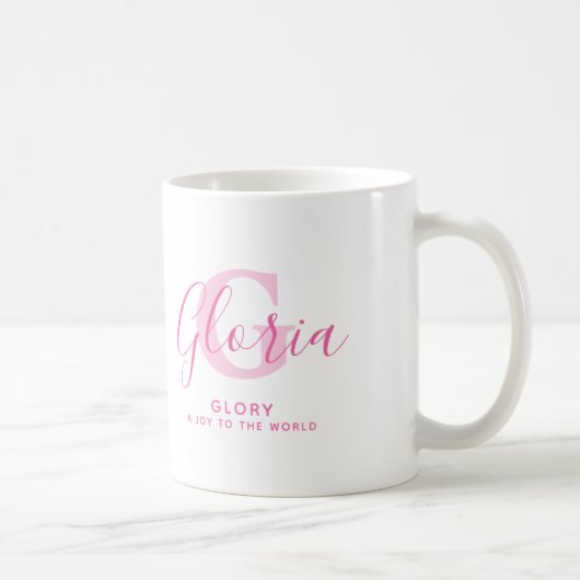 Mug Gloria name meaning and monogram pink text (Droite)