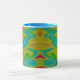 Mug GLOSSY 3D Motté bleu jaune fractal ~