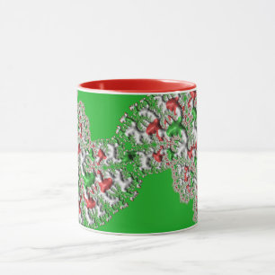 Mug GLOSSY 3D Noël Rouge Vert Fractal ~