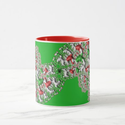 Mug GLOSSY 3D Noël Rouge Vert Fractal ~ (Centre)