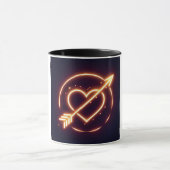 Mug glowing image of a heart with cupid's arrow (Centre)