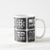 Glyphes mayas - Noir et Argent