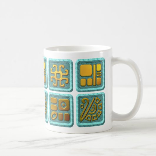 Mug Glyphs maya - turquoise et or (Droite)