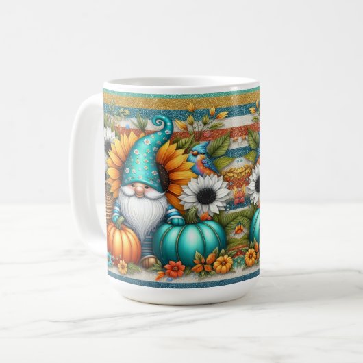Mug Gnome Avec Citrouilles Et Fleurs (Devant gauche)