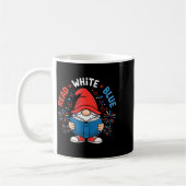Mug Gnome de lecture blanc bleu lit du 4 juillet (Gauche)