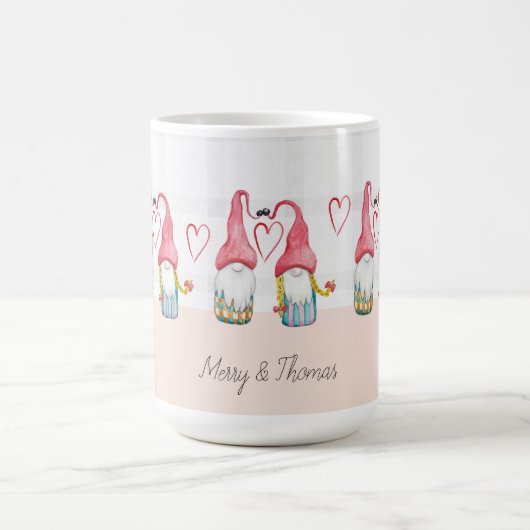 Mug Gnome de Noël en amour Aquarelle peinte à la main (Centre)