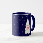 Mug Gnome de Noël et flocons de neige sur bleu marine (Devant droit)
