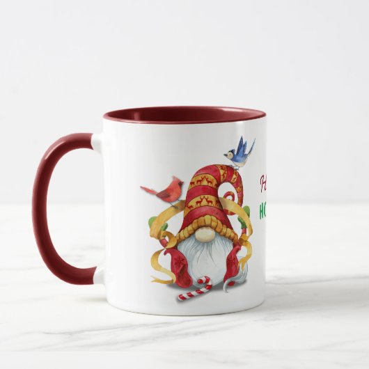 Mug Gnome de ruban drôle avec les oiseaux Noël (Gauche)